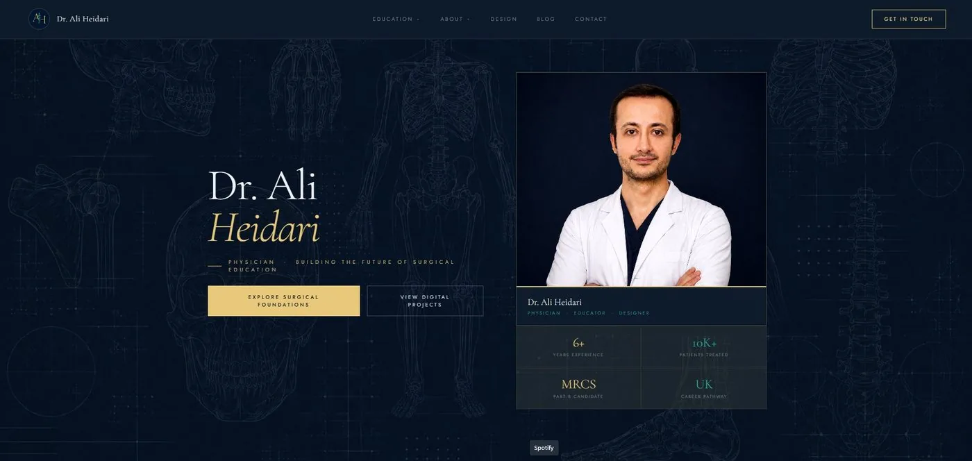 Dr. Ali Heidari website, built by Daenah