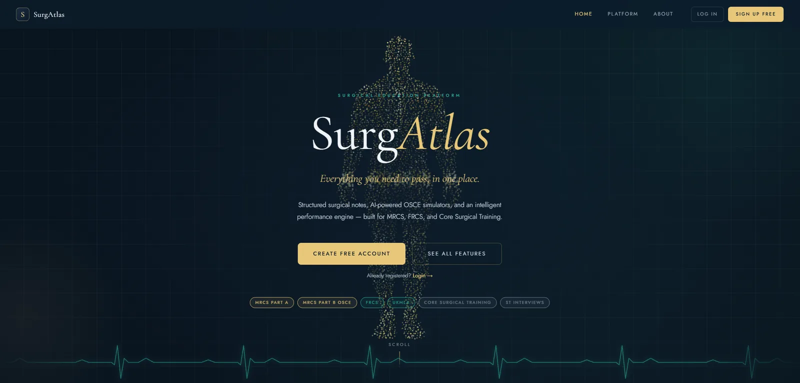 SurgAtlas homepage, built by Daenah